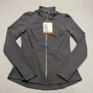 Spyder Active Jacket Womens Medium Black Softshell Full Zip Thumbholes Running